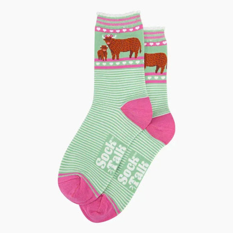 Womens Bamboo Socks - Highland Cow and Calf