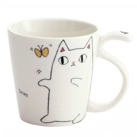 white cat mug gift